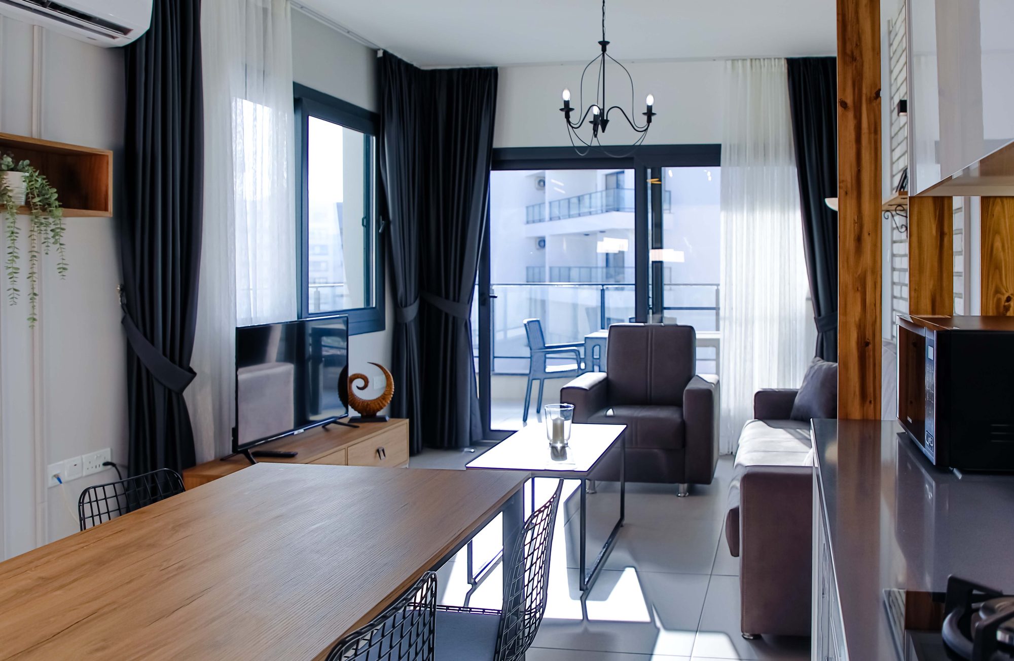 Dining table and balcony
