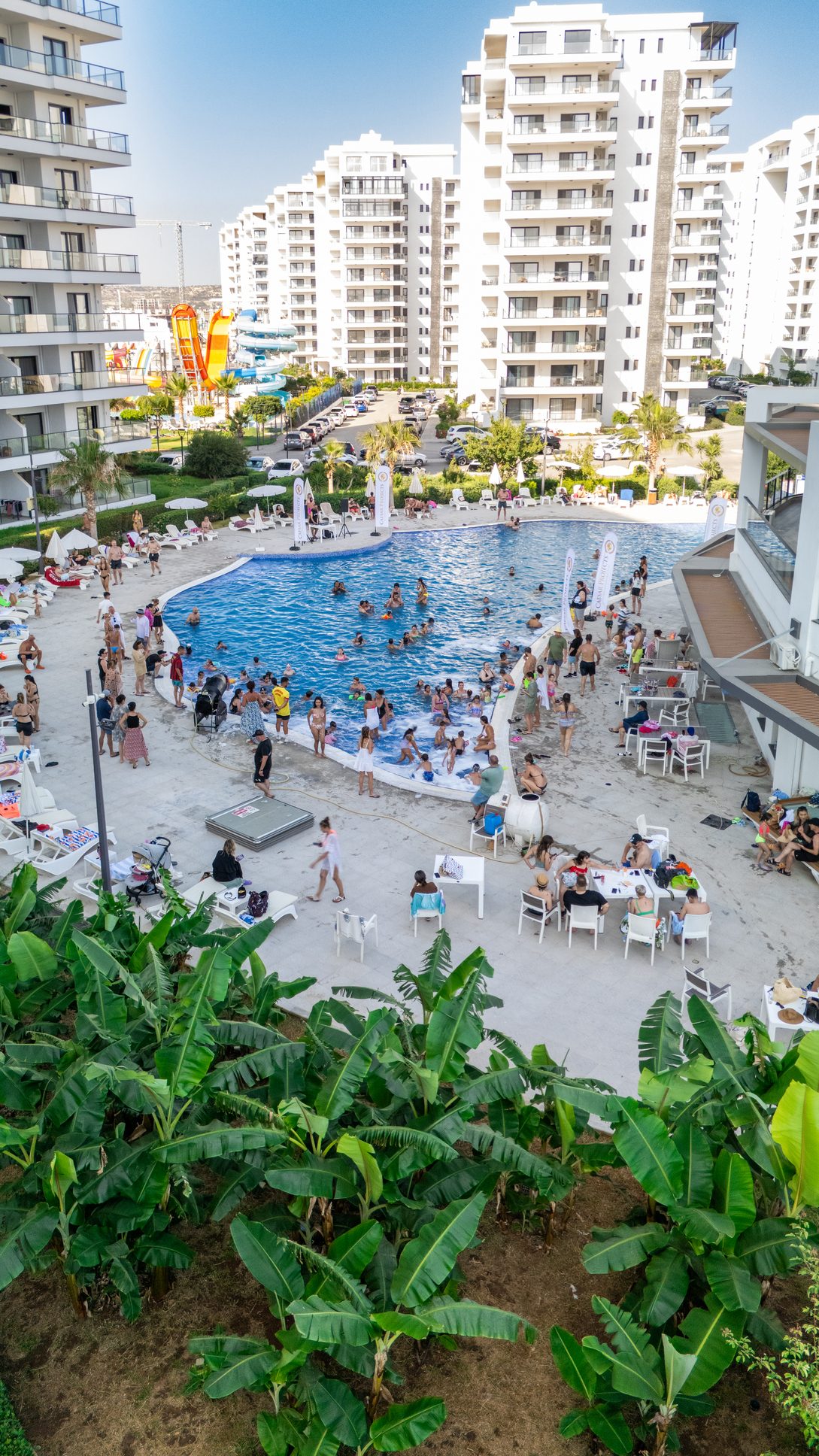 Pool party seen from above