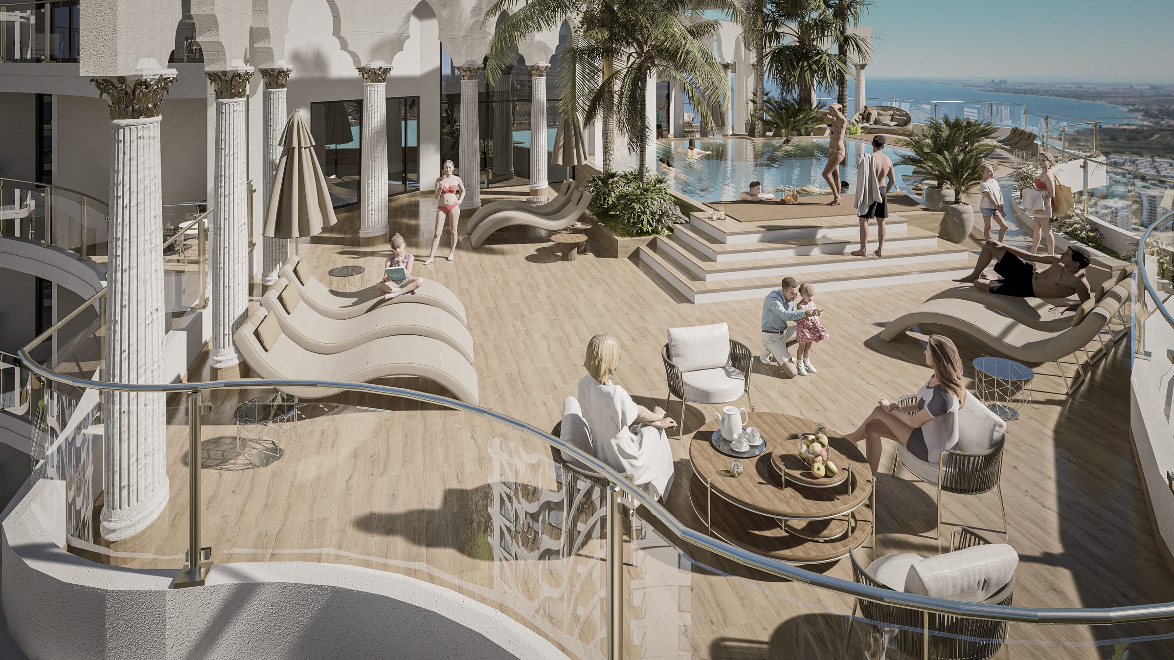 Pool deck at Caesar Palm Jumeirah
