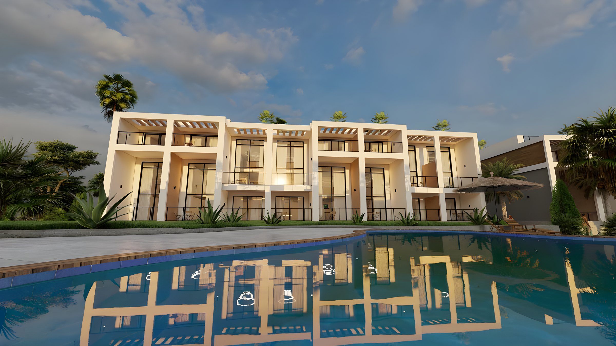 Villa terraces over the pool